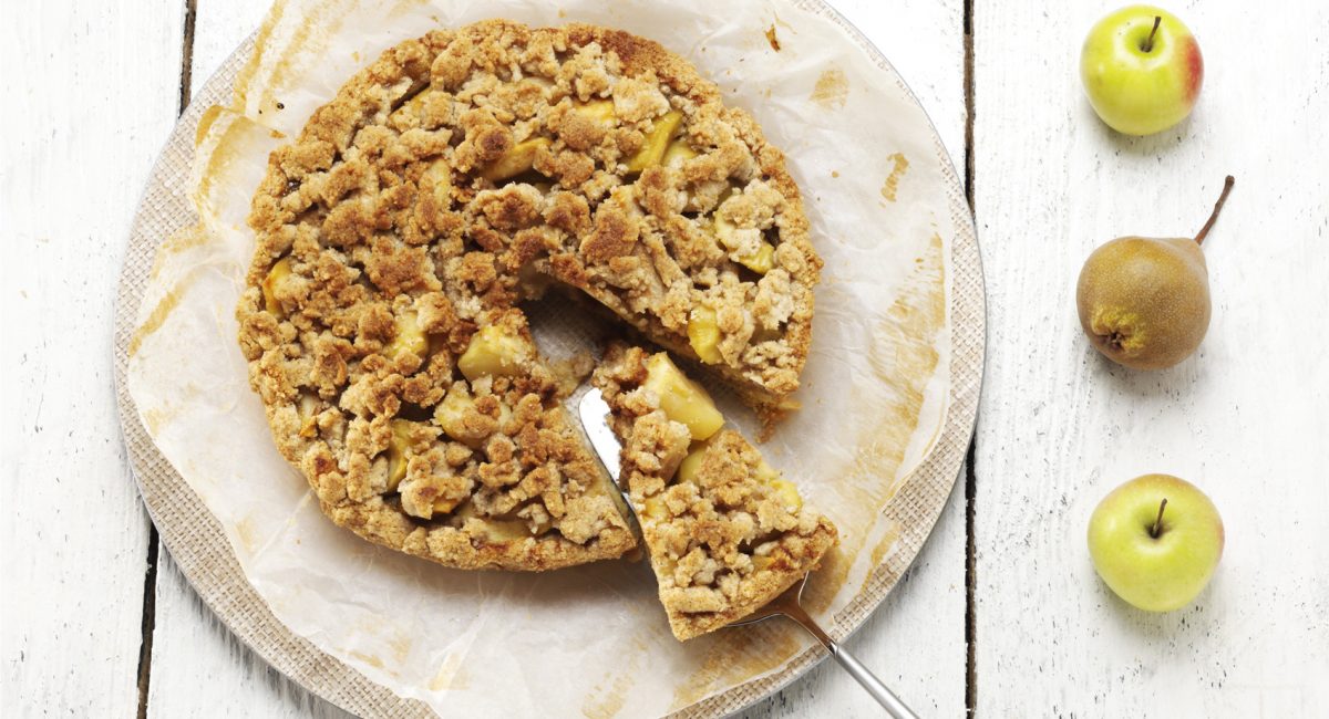 Crumble integral con puré de manzana y ciruela