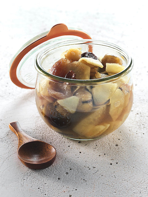 Compota de fruta al té verde con ginebra