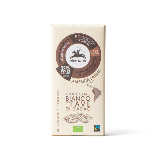 Chocolate blanco con semillas de cacao ecológico - CB100FA