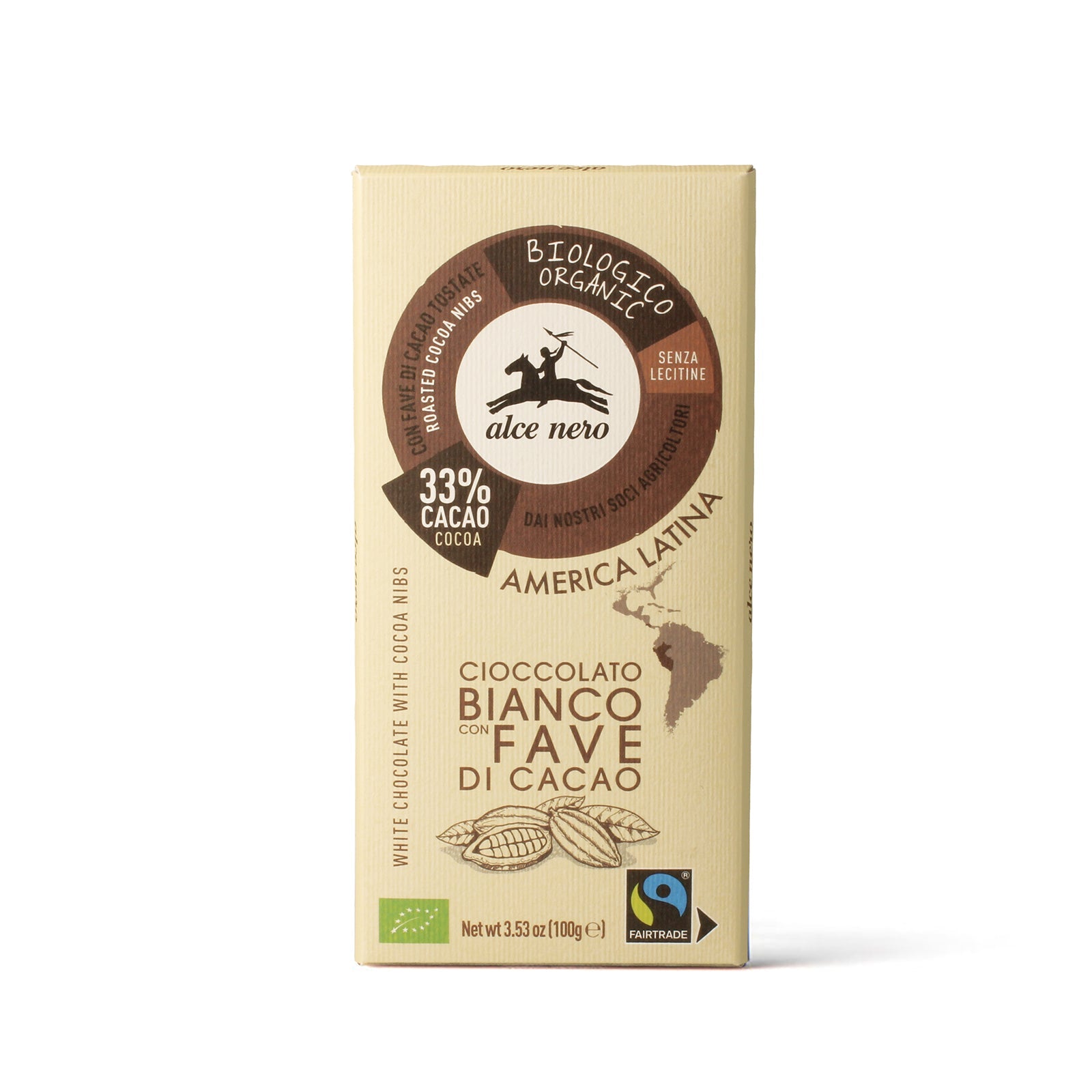 Chocolate blanco con semillas de cacao ecológico - CB100FA